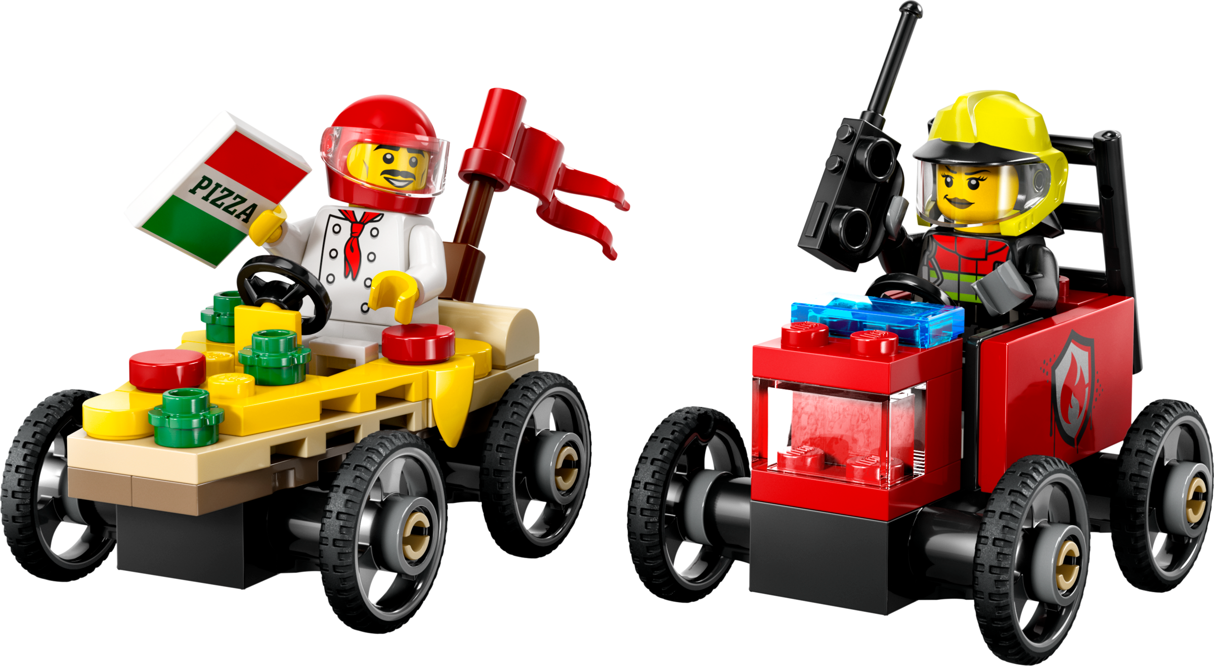 LEGO City Great Vehicles Pizza vs. Fire Truck Race Car Pack (Set #60458)