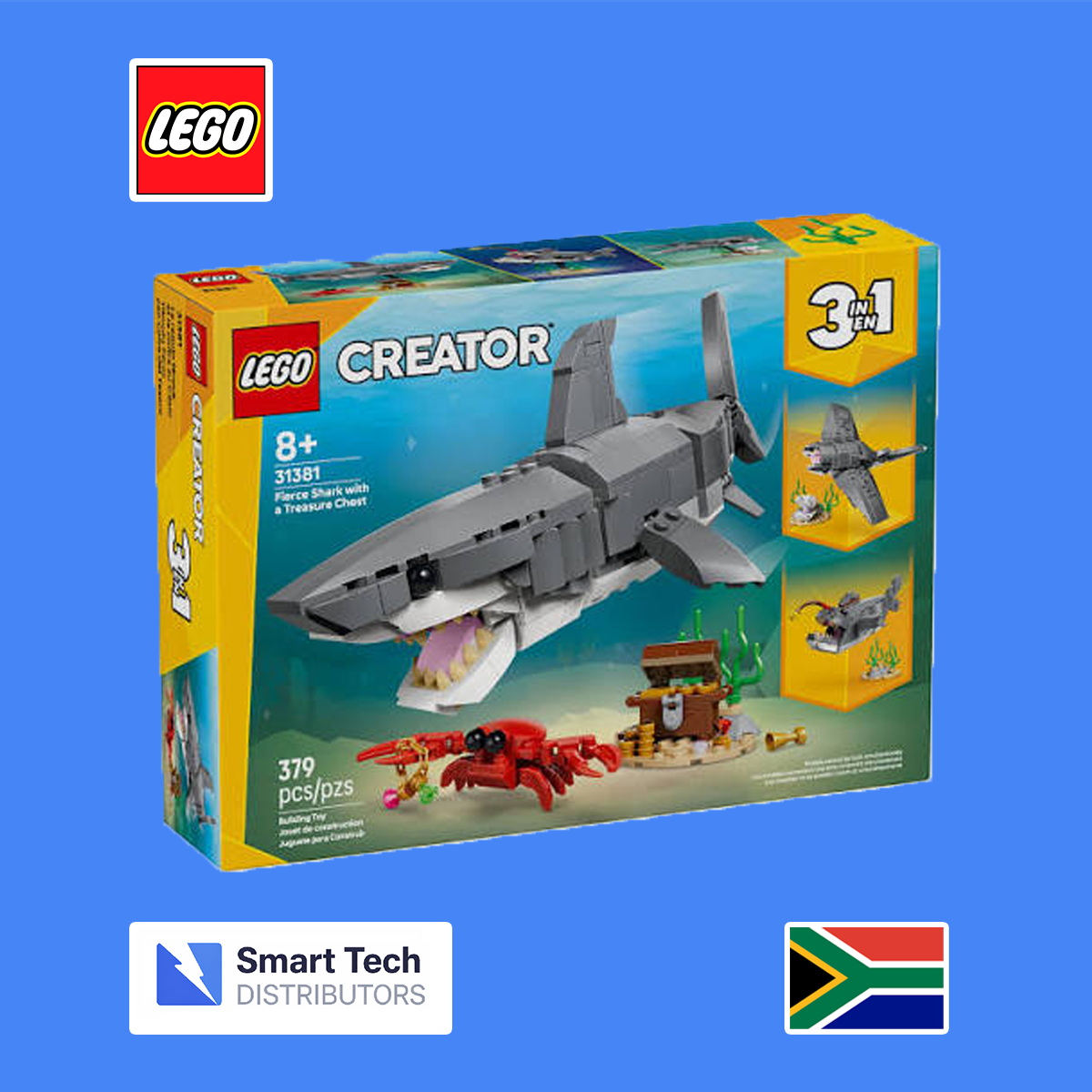 lego creator fierce shark with treasure chest